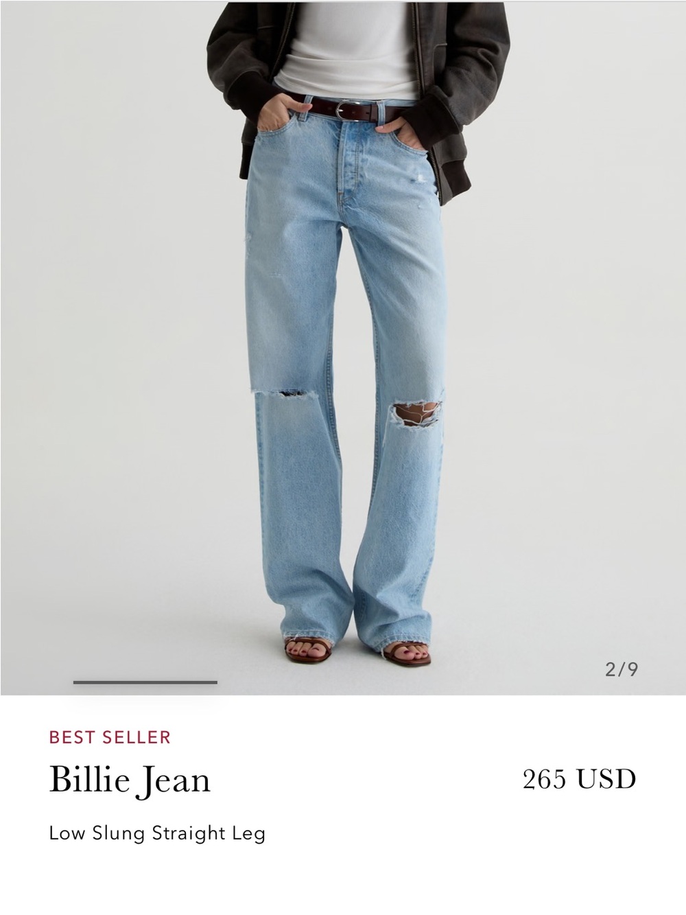 Ag Adriano Goldschmied Light Blue Straight Leg Billie Jean
